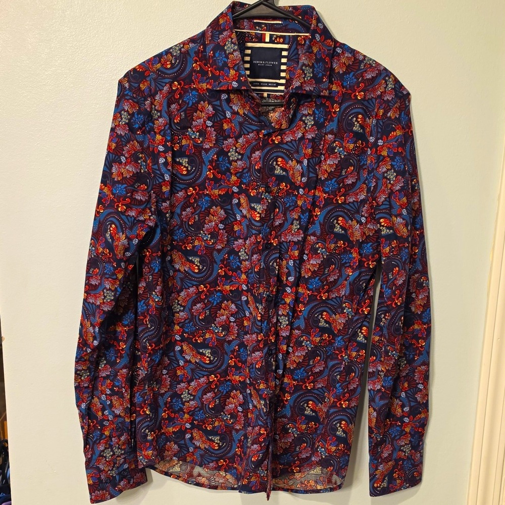 Denim & Flower Ricky Singh Men's Woven Cotton Elastane Paisley M #392